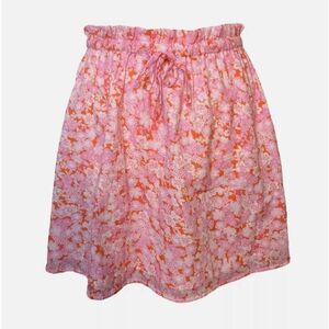 Nordstrom Designer Abound Gauzy Front Tie Skirt Coral Pink Tarry Floral NWT US S